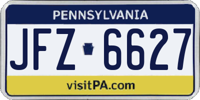 PA license plate JFZ6627