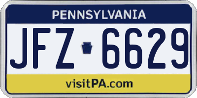 PA license plate JFZ6629