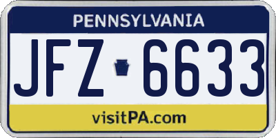 PA license plate JFZ6633