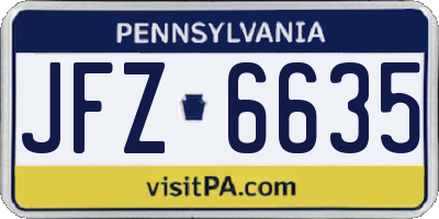PA license plate JFZ6635