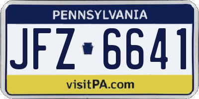 PA license plate JFZ6641