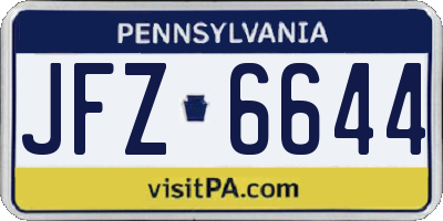 PA license plate JFZ6644