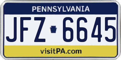 PA license plate JFZ6645