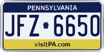 PA license plate JFZ6650
