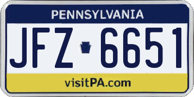 PA license plate JFZ6651
