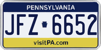 PA license plate JFZ6652