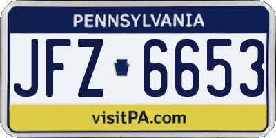 PA license plate JFZ6653