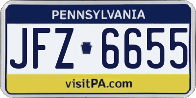 PA license plate JFZ6655