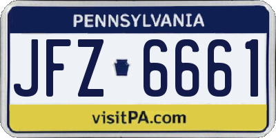 PA license plate JFZ6661
