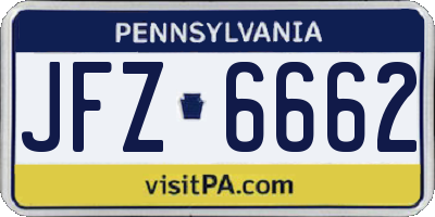 PA license plate JFZ6662