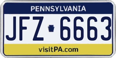 PA license plate JFZ6663