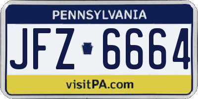 PA license plate JFZ6664