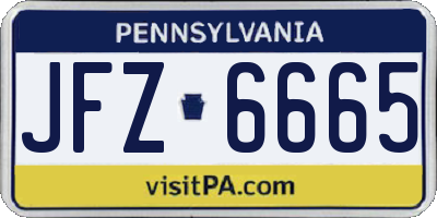PA license plate JFZ6665