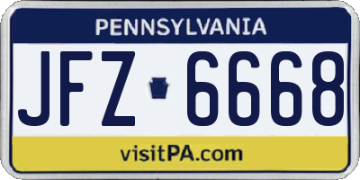 PA license plate JFZ6668