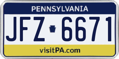 PA license plate JFZ6671