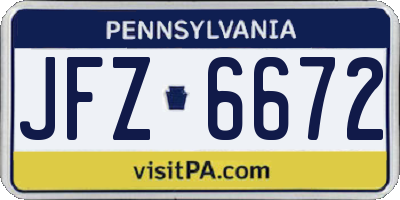 PA license plate JFZ6672