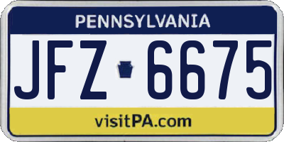 PA license plate JFZ6675