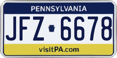 PA license plate JFZ6678