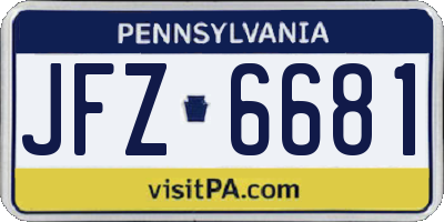 PA license plate JFZ6681
