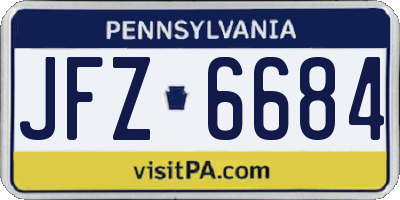 PA license plate JFZ6684