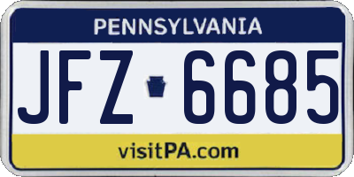 PA license plate JFZ6685