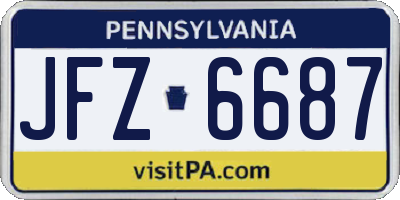 PA license plate JFZ6687