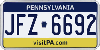 PA license plate JFZ6692