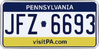 PA license plate JFZ6693