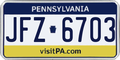 PA license plate JFZ6703