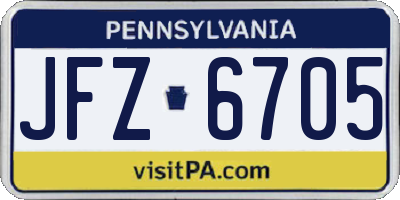 PA license plate JFZ6705