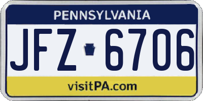 PA license plate JFZ6706