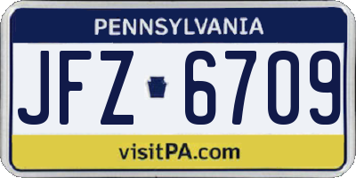 PA license plate JFZ6709