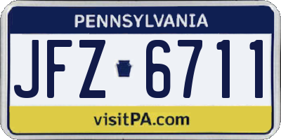PA license plate JFZ6711