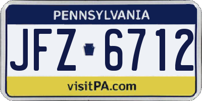 PA license plate JFZ6712