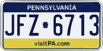 PA license plate JFZ6713