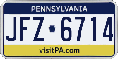 PA license plate JFZ6714