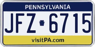 PA license plate JFZ6715