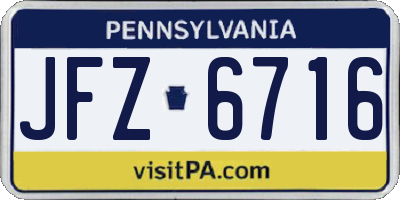 PA license plate JFZ6716