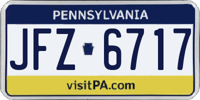 PA license plate JFZ6717