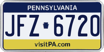 PA license plate JFZ6720