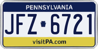 PA license plate JFZ6721