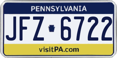 PA license plate JFZ6722