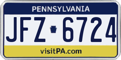 PA license plate JFZ6724