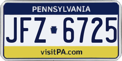 PA license plate JFZ6725