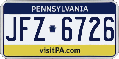 PA license plate JFZ6726