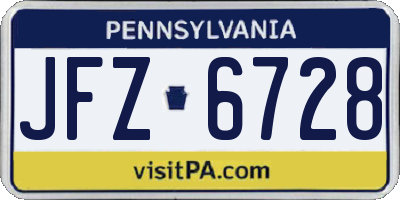 PA license plate JFZ6728