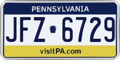 PA license plate JFZ6729