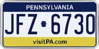 PA license plate JFZ6730