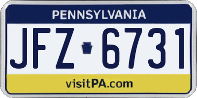 PA license plate JFZ6731
