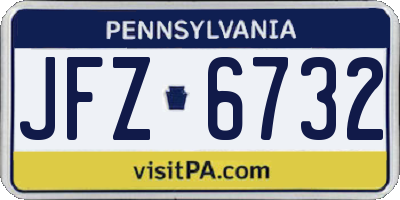 PA license plate JFZ6732